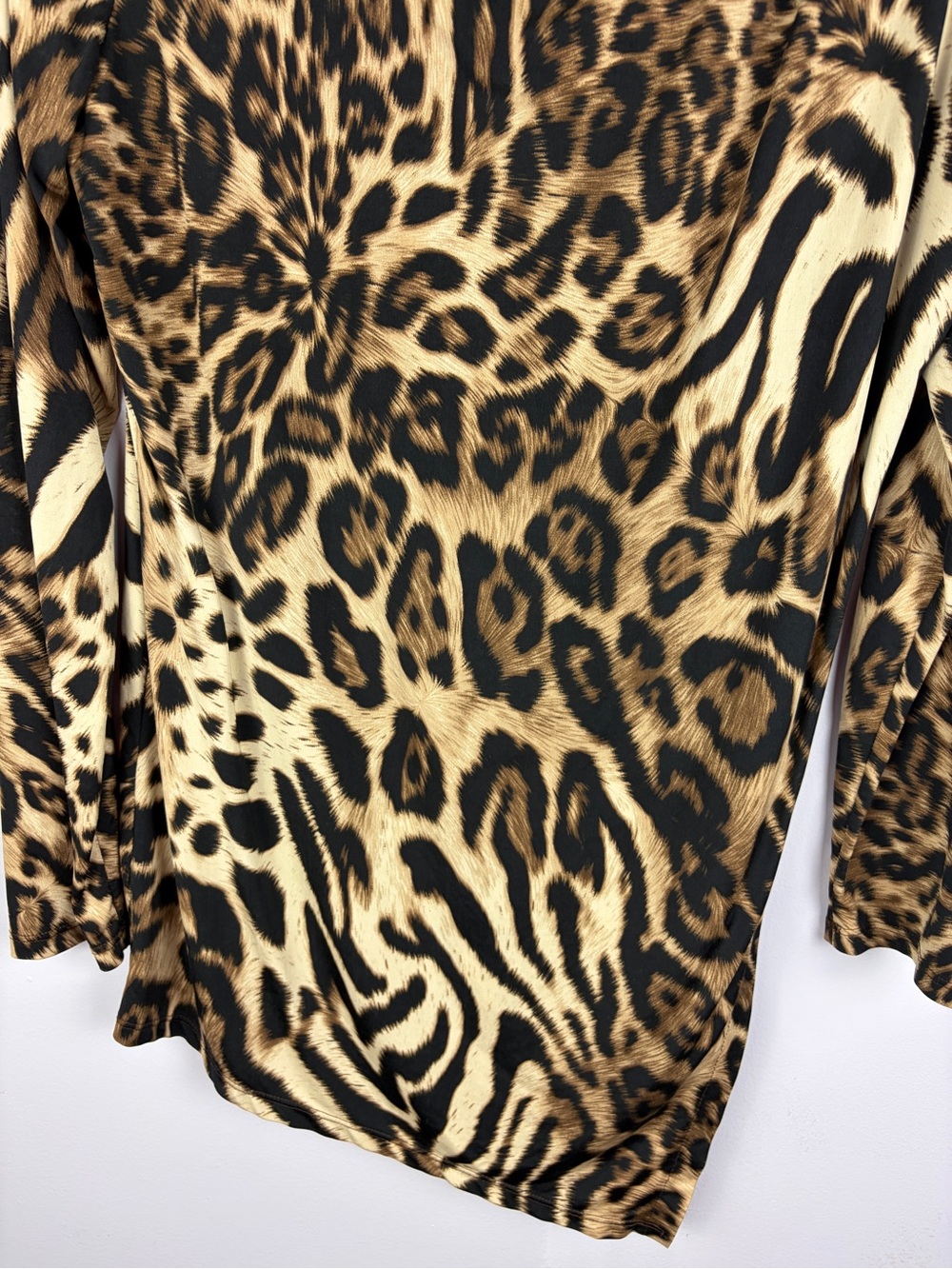 Melanie Lyne Size 12 Leopard Zebra Animal Print Asymmetrical Tunic Top - Picture 4 of 14